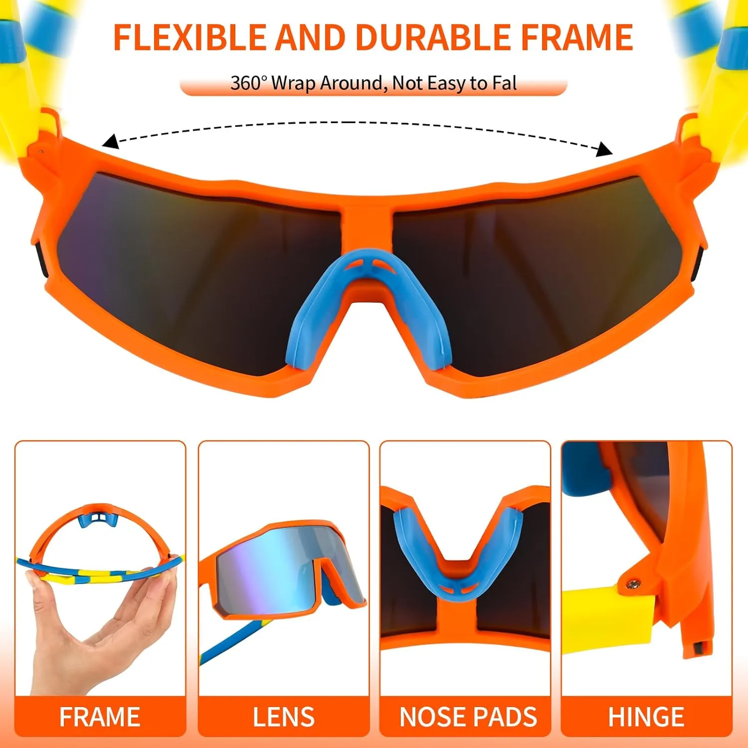 Youth Sunglasses Polarized Baseball Sunglasses for 8-14 Boys Girls Kids UV400 Sports Softball Cycling Glasses
