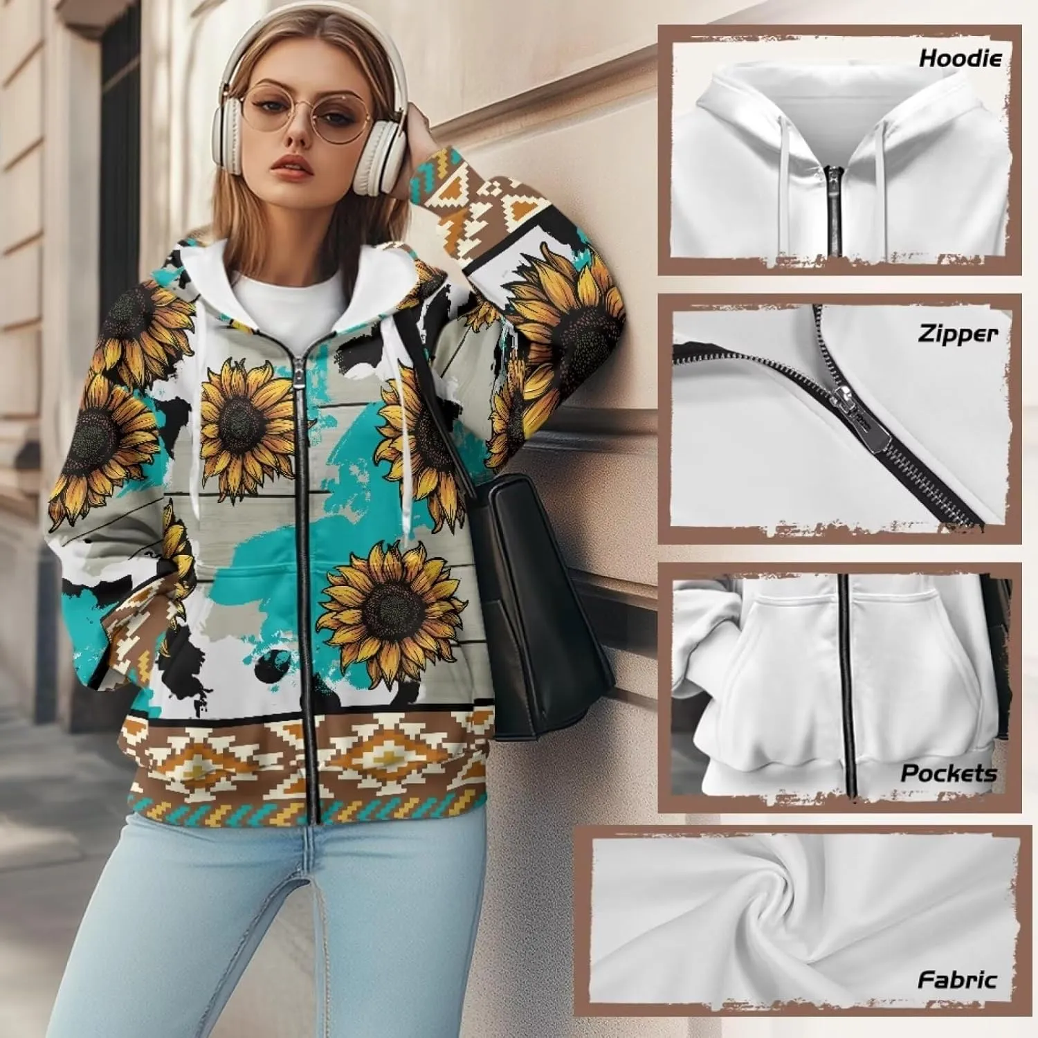 Zipper Hoodies for Women Oversized Sweatshirt with Pockets Sweater Hooded Sweatshirt Fall Clothes Activewear