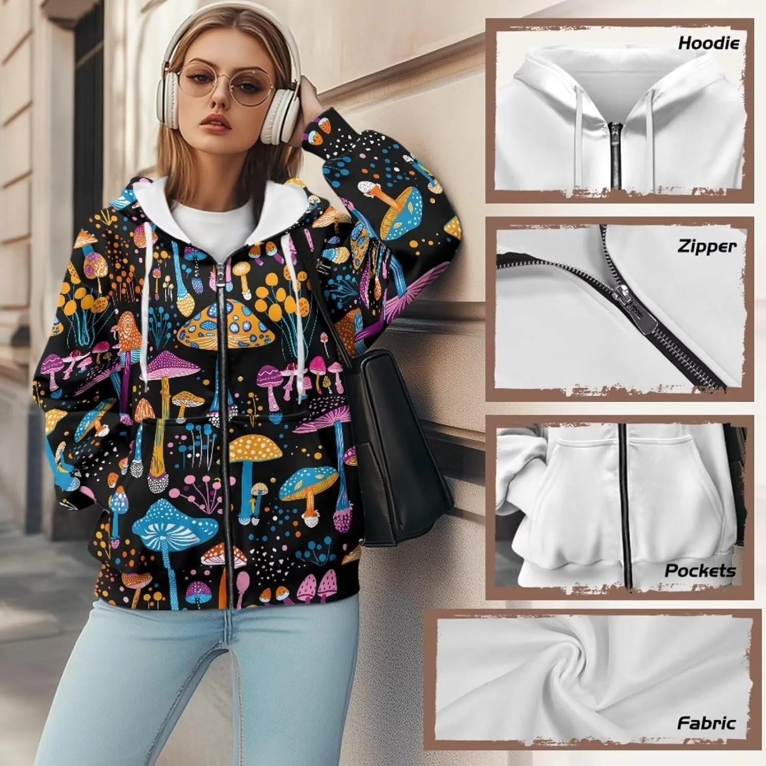 Zipper Hoodies for Women Oversized Sweatshirt with Pockets Sweater Hooded Sweatshirt Fall Clothes Activewear